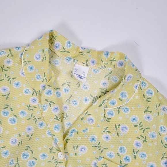 *Free With Purchase* 90s waffle t-shirt pyjama blouse pj's button down - Picture 7 of 13